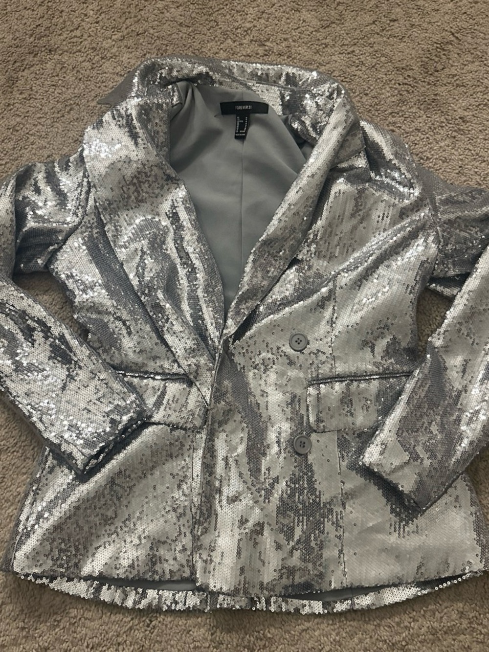 Forever 21 Silver Sequin Blazer Jacket - Women's